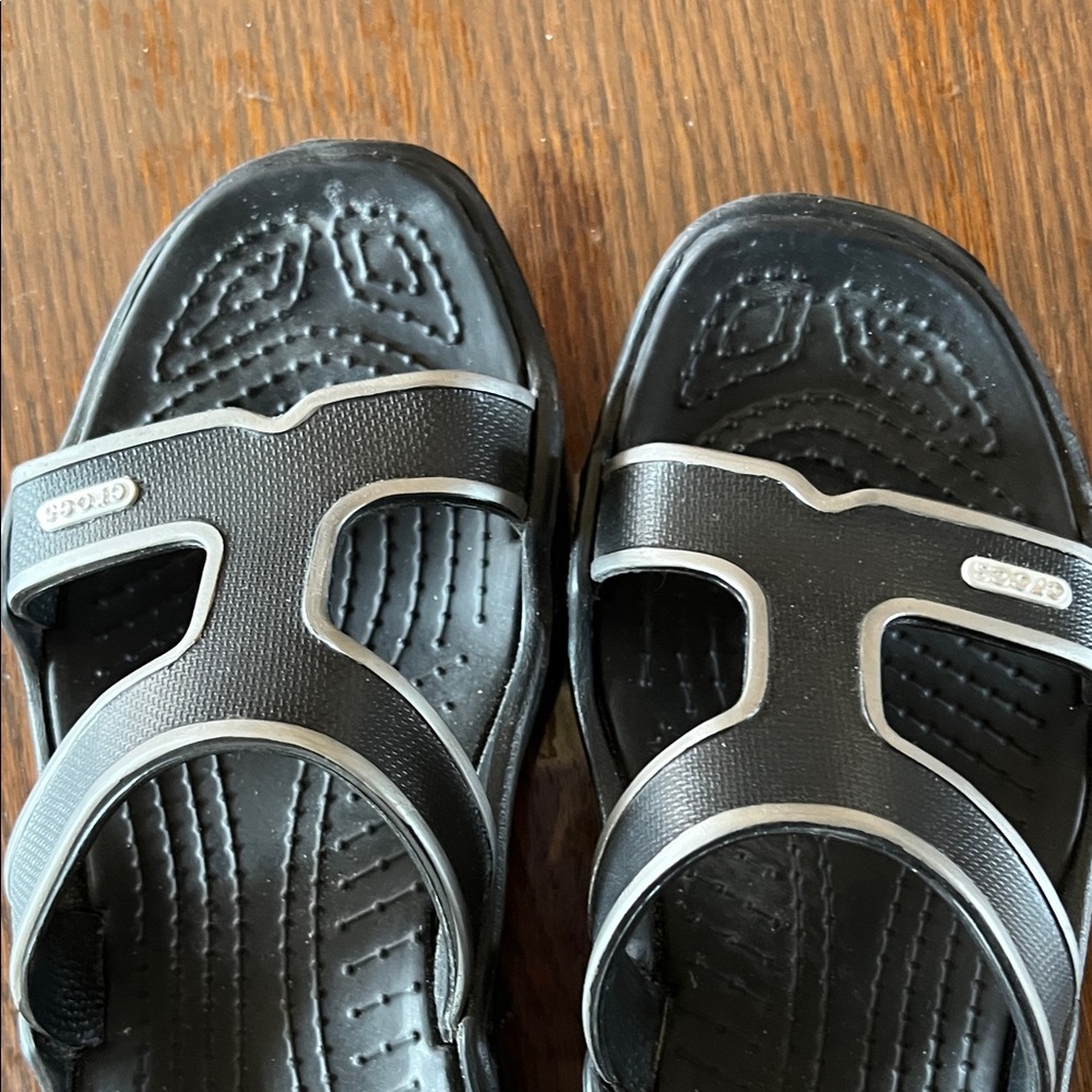 CROCS Black and Gray Slide Sandals - Picture 3 of 3